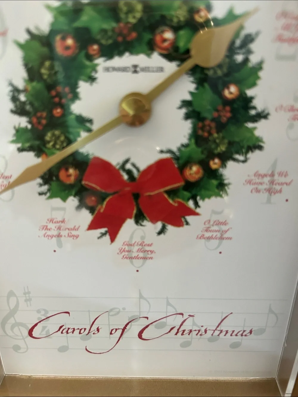 Gold & Green 'Carols of Christmas' Wreath Clock